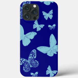 royal blue Light Blue Monarch Butterflies iPhone 13 Pro Max Hoesje