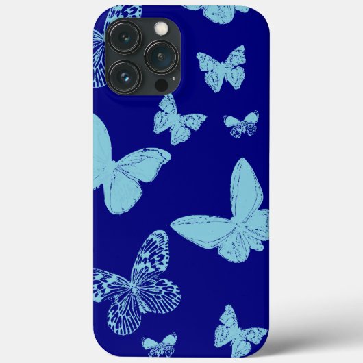 royal blue Light Blue Monarch Butterflies Case-Mate iPhone Case (Achterkant)