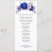 Royal Blue Lila Paars Floral Wedding Programma (Achterkant)