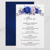 Royal Blue Lilac Purple Floral Menu Mariage (Devant / Derrière)