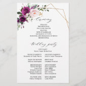 Royal Blue Lilac Purple Floral Wedding Programme (Dos)