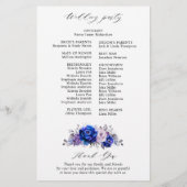 Royal Blue Lilac Purple Floral Wedding Programme (Dos)