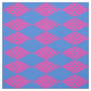 Royal Blue, Magenta Diamond Faux Patchwork Pattern Stof