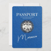 Royal Blue Marokko Passport Wedding Kaart (Achterkant)
