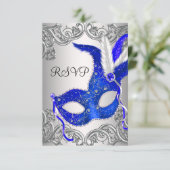 Royal Blue Mask Masquerade Party RSVP (Staand voorkant)