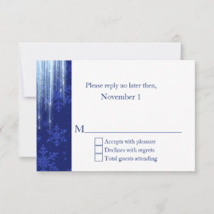 Royal Blue met Icicles Winter Wedding RSVP Kaartje