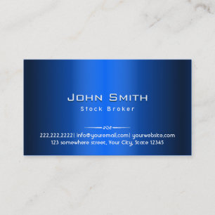Royal Blue Metal Stock Broker Visitekaartje