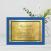 Royal Blue & Metallic Gold Regal Save The Date (Staand voorkant)
