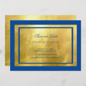 Royal Blue & Metallic Gold Regal Save The Date (Voorkant / Achterkant)