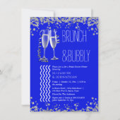 Royal Blue Minimal Brunch en Bubble Kaart (Voorkant)