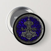 Royal Blue Mjolnir Shield Ronde Button 7,6 Cm (Voorkant /achterkant)