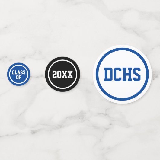 Royal Blue Modern Circles Foto Afstuderen Confetti (Voorkanten)