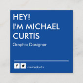 Royal Blue Modern Graphic Designer QR Code Vierkante Visitekaartje (Voorkant)