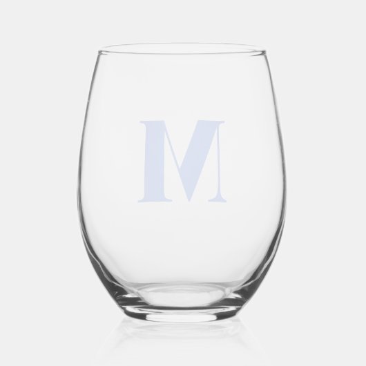 Royal Blue Modern Monogram Initiaal Letter Wijnglas Zonder Voet (Achterkant)