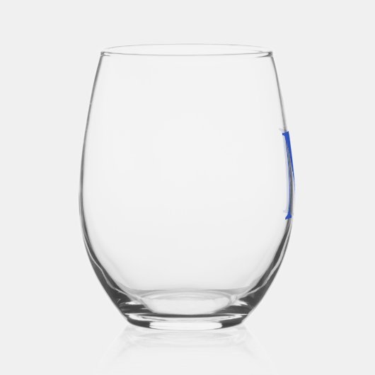 Royal Blue Modern Monogram Initiaal Letter Wijnglas Zonder Voet (Rechts)