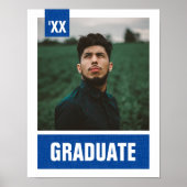 Royal Blue Modern Textured Photo Afstuderen Poster (Voorkant)