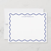 Royal Blue Modern Wavy Border Note Card Kaart (Voorkant)