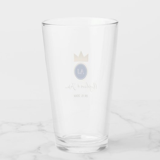 Royal Blue Monogram Wedding Glas (Achterkant)