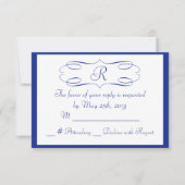 Royal Blue Monogram Wedding RSVP Kaart (Voorkant)