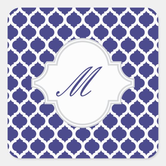 Royal Blue Moroccan Pattern-stickers Vierkante Sticker (Voorkant)