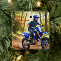 Royal Blue Motorcross Enthusiast Christmas Ornamen