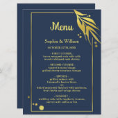 Royal Blue Navy Elegant Botanical Modern Wedding Programma (Voorkant / Achterkant)