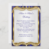 Royal Blue Navy Wedding Gold Crown 3 Kaart (Achterkant)