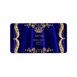 Royal Blue Navy Wedding Gold Crown Etiket
