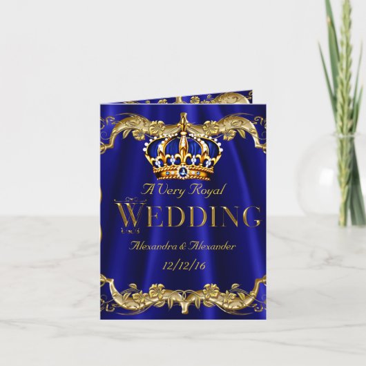 Royal Blue Navy Wedding Gold Crown Foto (Voorkant)