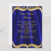 Royal Blue Navy Wedding Gold Crown Kaart (Achterkant)