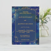 Royal Blue Nikah Faire-part de mariage musulman is (Debout devant)