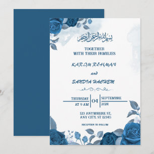 Royal Blue Nikah Faire-part de mariage musulman is