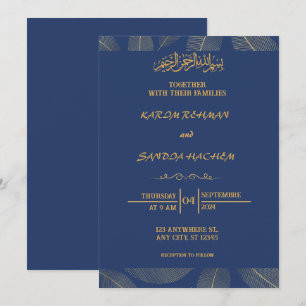 Royal Blue Nikah Faire-part de mariage musulman is