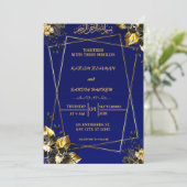 Royal Blue Nikah Faire-part de mariage musulman is (Debout devant)