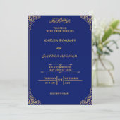 Royal Blue Nikah islamitische islamitische bruilof Kaart (Staand voorkant)