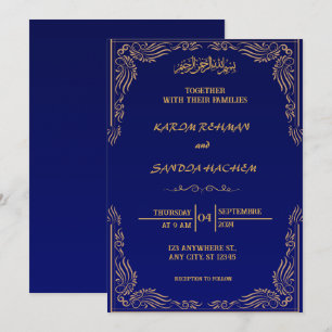 Royal Blue Nikah islamitische islamitische bruilof Kaart