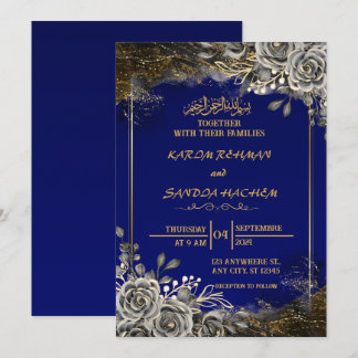 Royal Blue Nikah islamitische islamitische bruilof Kaart