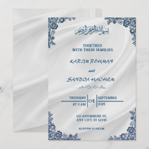 Royal Blue Nikah islamitische islamitische bruilof Kaart