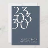 Royal Blue Opulence Minimale Typografie Bruiloft Save The Date (Voorkant)