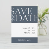 Royal Blue Opulence Minimale Typografie Bruiloft Save The Date (Staand voorkant)