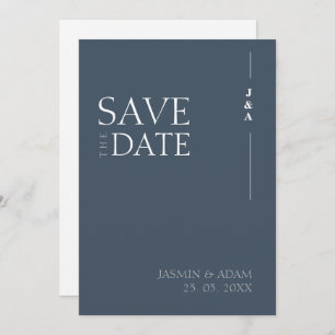 Royal Blue Opulence Minimalistisch Monogram Bruilo Save The Date