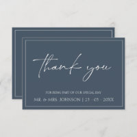 Royal Blue Opulence Script bruiloft dank u kaart