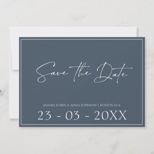 Royal Blue Opulence Script Bruiloft Save The Date (Voorkant)