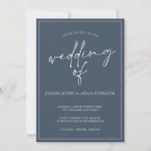 Royal Blue Opulence Script bruiloft uitnodiging (Voorkant)