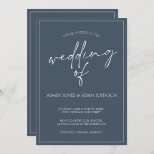 Royal Blue Opulence Script bruiloft uitnodiging
