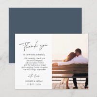 Royal Blue Opulence Script Foto Bruiloft Dank u
