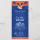 Royal Blue, Orange Floral, Programme de mariage de (Devant)