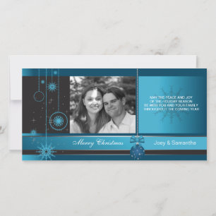 Royal - Blue ornement carte photo de Noël de Noël