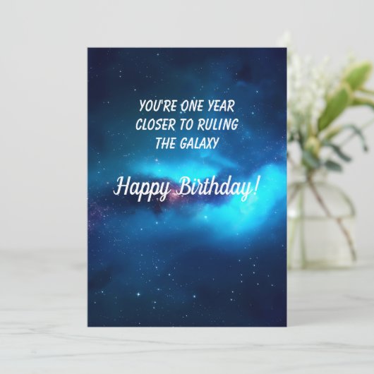 Royal Blue Outer Space Verjaardag Kaart (Staand voorkant)
