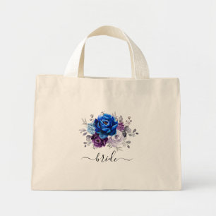 Royal Blue Paarse Navy Lila Blooms Wedding Mini Tote Bag